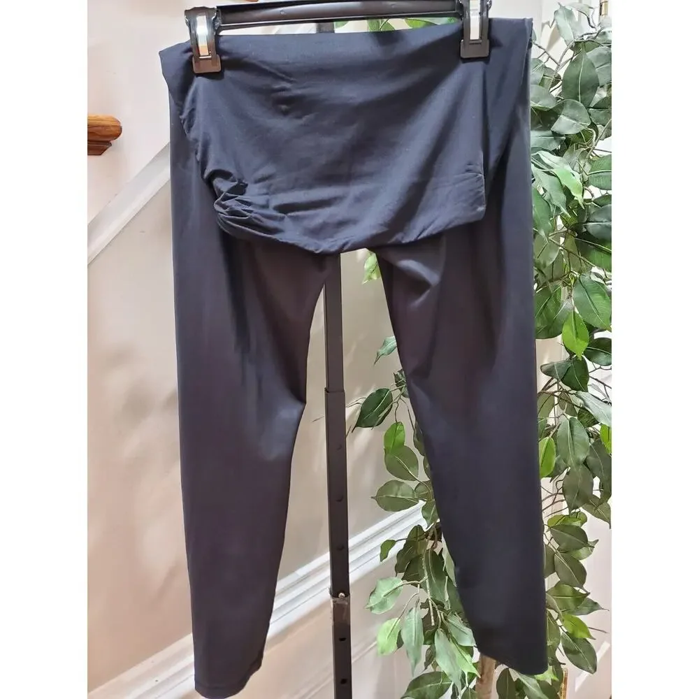 Ingrid & Isabel Black Polyester Mid Rise Skinny Fit Maternity Leggings Size M - Picture 4 of 10